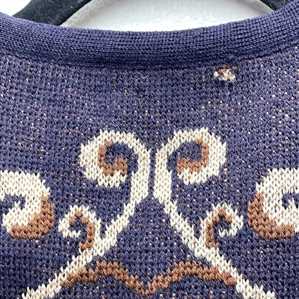 PENDLETON Petite Navy & Brown Swirl Vintage Cardigan Wool Sweater Size Medium